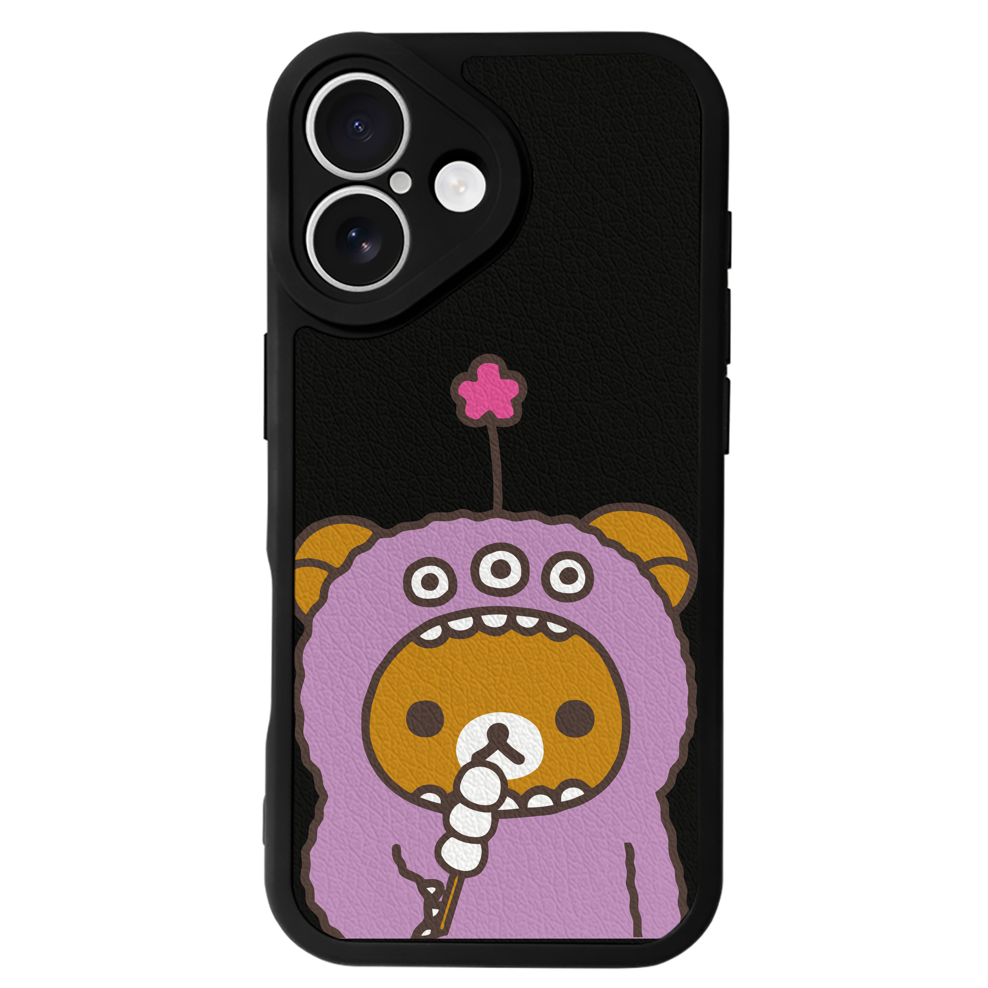 （画像用） リラックマ リラックマ キイロイトリ Rilakkuma Korilakkuma Kiiroitori 【iPhone 16シリーズ対応】シリコンスマホケース（レザー調） 材質：シリコン